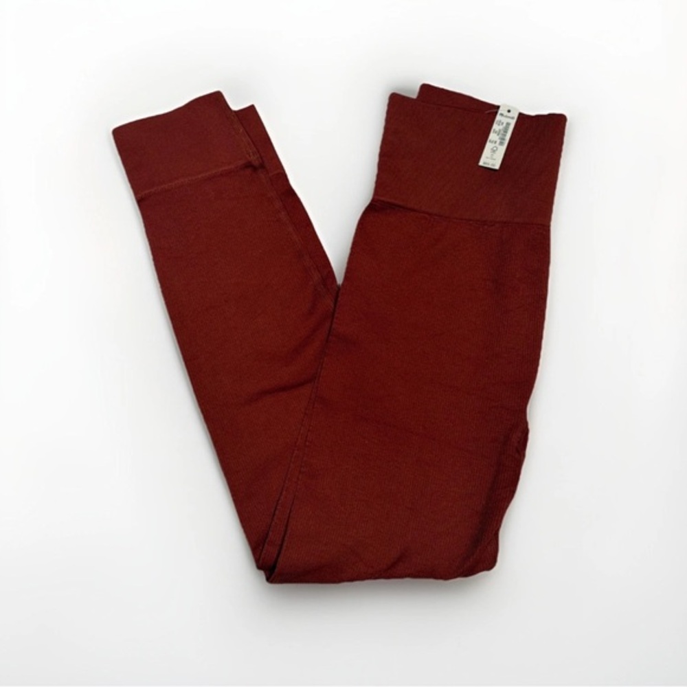 Madewell MWL Rust Color Seamless Ribbed Leggings NF342 Size S-M NWT